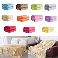 shlutesoy Super Soft Solid Color Thickened Warm Flannel Blanket Sofa Bedroom Throw Rug Pink 50x70cm