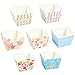 Cupcake Liners – 180-Piece Set of Mini Baking Cups, Paper Baking Liners, Disposable Cupcake Wrappers for Muffins, Desserts, Cakes, 7 Assorted Floral Designs - 2.36 x 2.36 x 1.96 inches