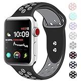 Booyi Sport Band for Apple Watch 38mm 40mm 42mm 44mm, Sport Bands Soft Silicone Wristband Replacement Compatible for iWatch Apple Watch Series 4,3,2,1 Nike+,Sport,Edition-S/M M/L