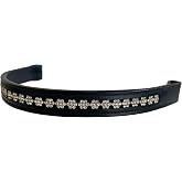Equitem Leather English Browband with Round Crystal Flower Design