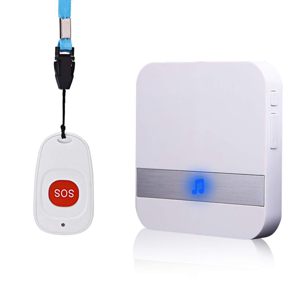 ALEENFOON Home Safety Patient Alert Alarm System Wireless Alarm Emergency Call Button Plug-in Elderly Monitor Caregiver Personal Pager for Elderly Kids (1 to 1 white)