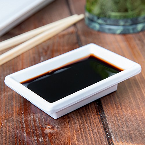 Soy Sauce Dinnerware Dish Set (4 Pack), White Melamine Side Dishes, Holding 2 oz, Set of 4 for Soy Sauce, Chilli Sauce, Vinegar, Small Appetizers & Snacks - Thumbnail 6