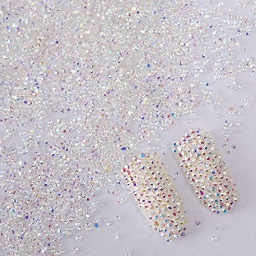 5000Pcs Ultra Mini 1.2mm Micro Diamond Glass Sand Rhinestone Iridescent Crystals Long Lasting AB Shine Like Swarovski for Nail Art Beauty Makeup DIY Craft Resin Inclusion;Impossibly Tiny(UV Glue Need)