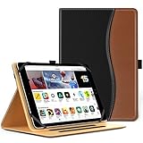 MoKo Universal Case for 9 - 10 Inch Tablet- Slim Folding Stand Folio Cover PU Leather Protective Case for 9 - 10 Inch Touchscreen Tablet with Document Card Slots and Stylus Pen Loop, Black & Brown