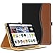 MoKo Universal Case for 9 - 10 Inch Tablet- Slim Folding Stand Folio Cover PU Leather Protective Case for 9 - 10 Inch Touchscreen Tablet with Document Card Slots and Stylus Pen Loop, Black & Brown
