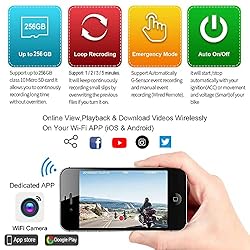 VSYSTO WiFi Motorcycle Dash Cam, 2 Inch Screen All