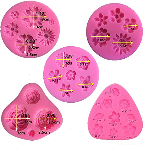 5 Pcs+Daisy+Chrysanthemum+Silicone+Chocolate+Decoration