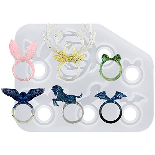 Funshowcase Kawaii Animal Stacking Ring Silicone Mold for Liquid Clay Crafting, Resin Epoxy, Jewelry Making 16mm Size 10-11