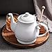 DOWAN Porcelain Teapot, 40 Ounces White Fine Pierced Ceramic Tea Pot, Set of 1