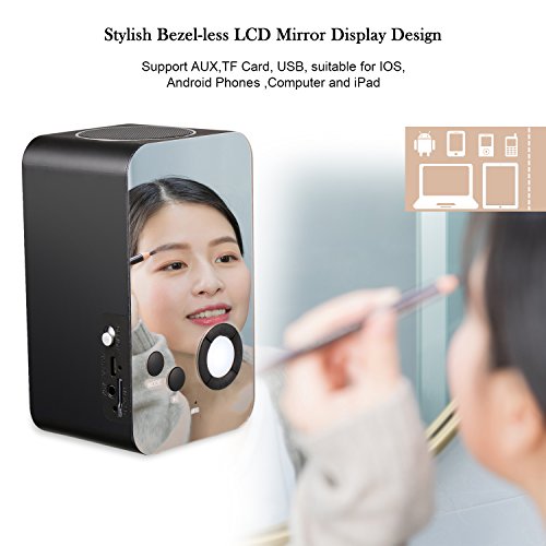Alarm Clock Bluetooth Speaker - XREXS Wireless Bluetooth Speaker, Alarm Clock Radio, Portable Wireless Stereo Sound Speaker with LCD Screen HD Enhanced Bass Flashlight, Built-in Mic Support FM AUX TF