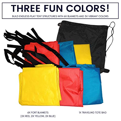 UrbanRed Blanket Fort Building Kit for Kids (6 Fort Blanket, 150SQFT