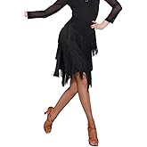 Z&X Women's Ballroom Latin Tango Slasa Dance Skirt Fringe Split Leg Halloween Party Dance Dress with Shorts