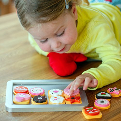 bee SMART Hölzerne Keks / Plätzchen Backset für Kinder, 25 Stücke, Rot Ofenhandschuh und Backblech, magnetische… – Bild 4