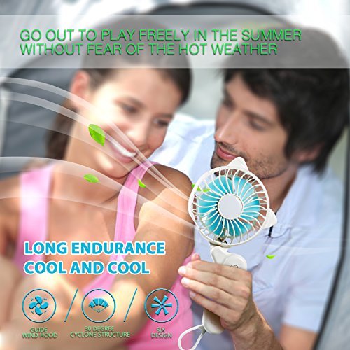 Portable Fan Battery Operated Mini handheld Fan Small Personal Foldable fans Quiet Rechargeable Fan Usb Charger Desk Fan Cute Cat Design for Women Kids Outdoor Travel Camping Office Home (white) - Thumbnail 3