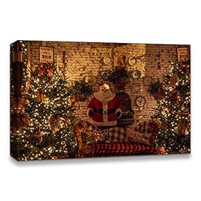 Canvas Wall Art Christmas Santa Claus Decor Painting Artwork for Home Prints Framed - 12x18 inches