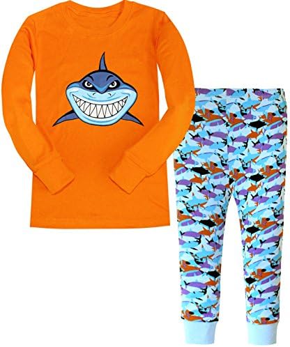Little Boy's Shark Cotton Pajamas Christmas Cartoon Kids Sleepwear Pants Set Size 7 Years