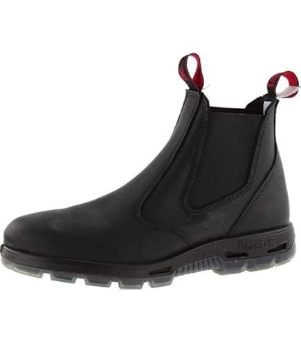 REDBACK Bobcat Soft Toe Boot - Easy Escape Pull-On Work Boot, Black, Size AU8 (US Sizing)