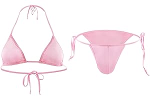 JIAHG Men’s Underwear Bikini Halter Bra Briefs Sissy Nightwear Lingerie Set Tie Side Pouch Panty Crossdressing Swimsuits