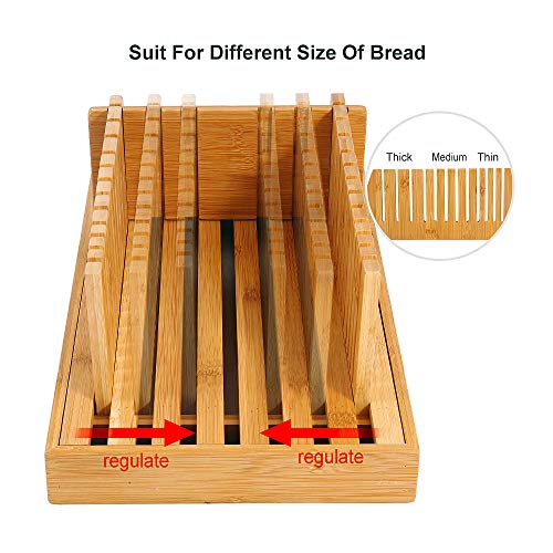Bamboo Adjustable Bread Machine Wood Bread Slicer For Homemade Bread With Crumb Catcher Tray Creative Bread Slicing Guide