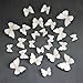 NYKKOLA White 24PCS 3D Butterfly Wall Stickers Decor Art Decorations 3 Size (1, White)