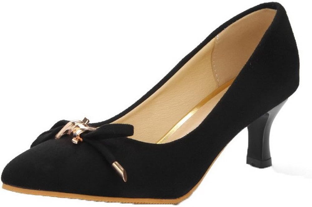 Allhqfashion Women's Kitten-Heels Solid Imitated Suede Closed-Toe Court