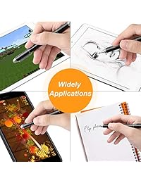 Penyeah - Lápiz capacitivo con bolígrafo para escritura y pantalla táctil 4 en 1, punta de disco y punta de fibra de malla y punta de goma, lápiz capacitivo para dispositivos de pantalla táctil, color negro