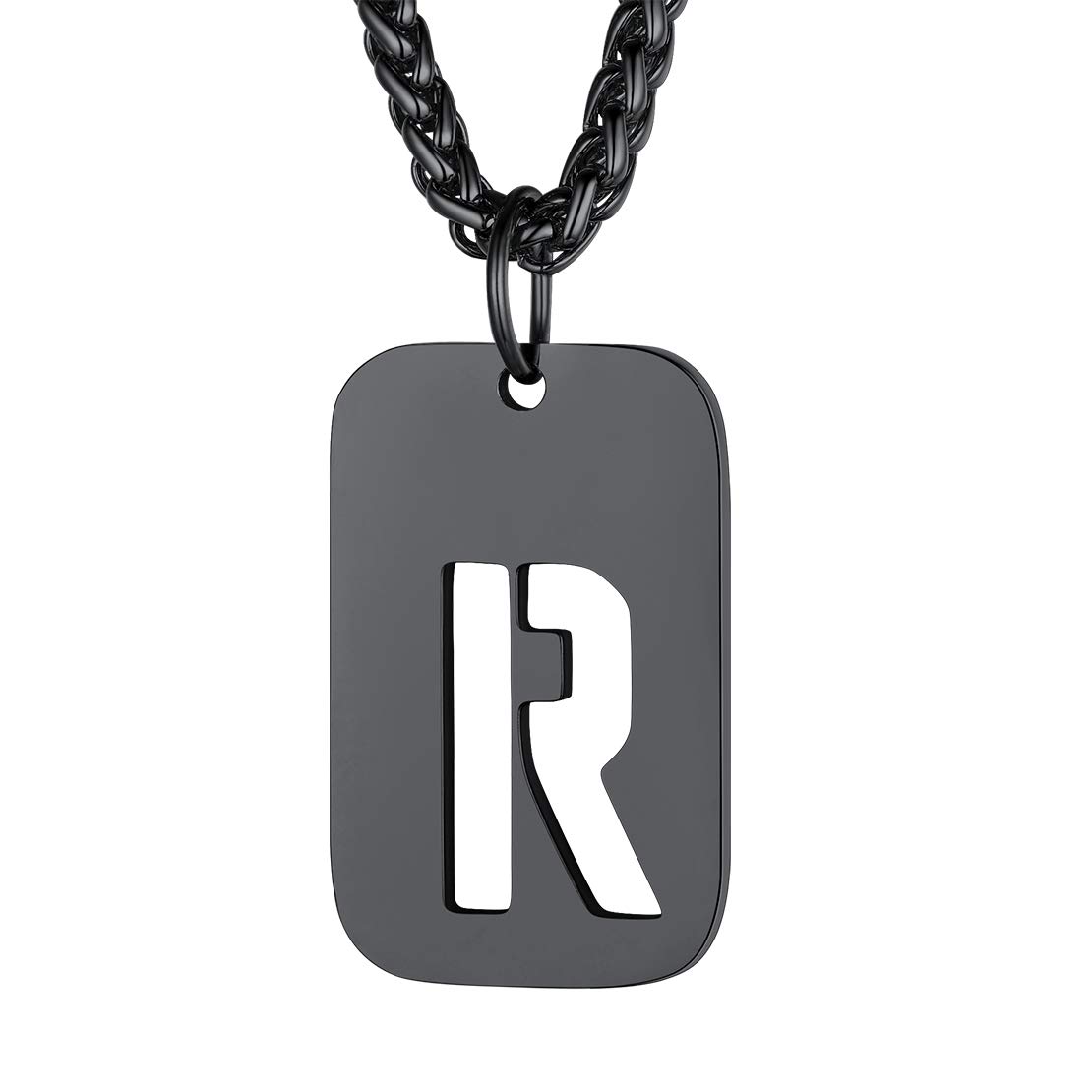 FindChic Dog Tag Necklace for Boys R Initial Necklace