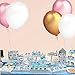 LeeSky 100Pcs 12inch Thicken Round Pearlescent Latex Balloons- Gold & Pink & White Latex Balloons and Vintage Style Pennant Banner for Bachelorette Wedding Party Decoration Supplies