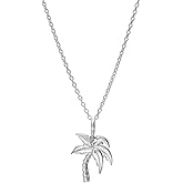 Sterling Silver Palm Tree Pendant Necklace, 18"