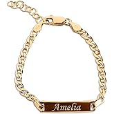 Cherished Moments Personalized Gift 14K Gold-Plated over .925 Sterling Silver Children's ID Name Bracelet for Babies, Toddlers, Kids, and Girls Custom Jewelry with Engraved Name