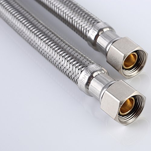 SonTiy Water Supply Line Braided SUS 304 24-Inch Faucet Connector 3/8" Female Compression Thread x 1/2" I.P CUPC and NSF Standard Pack of 2 (1 Pair) - Thumbnail 3