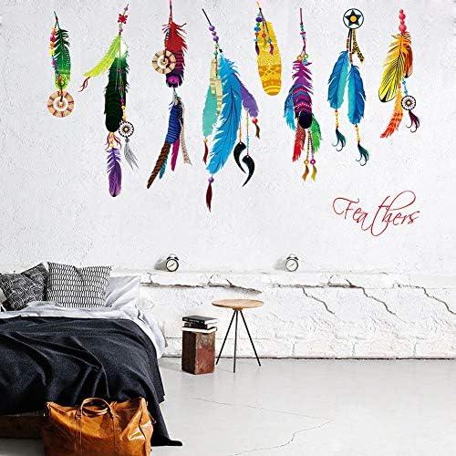 3D Color Creative Feathers Backdrop Stickers Living Room Kids Room Waterproof Feathers Home Decor