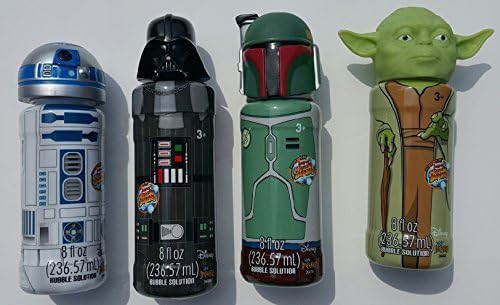 Disney Star Wars Bubbles Collectible Character Set; Yoda, Darth Vader, R2-d2 & Boba Fett - 8 Fl Oz with Wand