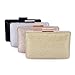 Damara Womens Sparkling Metal Lock Clutch Evening Bag,Gold