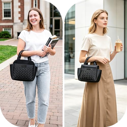 ZZBIFRJ Loncheras Térmica para Mujer, Bolsa de Almuerzo de Gran Capacidad con Cristales Hielo y Cubiertos, Aislamiento Portátil Ideal para el Trabajo, Playa, Camping