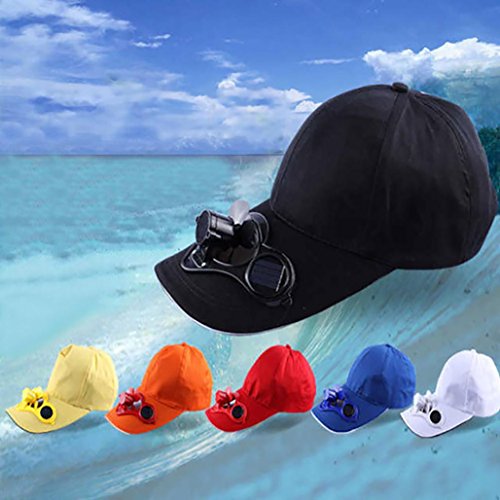 Tiean Solar Powered Fan Cooling Baseball Cap for Camping Hiking Fishing Golf Tennis (White) - Thumbnail 2
