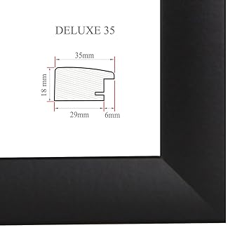 Bilderrahmen DELUXE35 37.5x98 oder 98x37.5 cm (Sondergröße, Puzzleformat) in SCHWARZ mit AntiReflex Kunstglas und MDF Rückwan