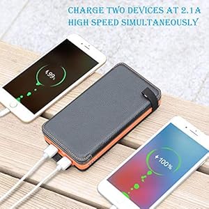 A ADDTOP Caricabatterie Solare 25000mAh, Power Bank Impermeabile con 3 Porte USB Batteria Esterna Portabile LED per Smartphones Tablets e Altri Arancione - immagine 4