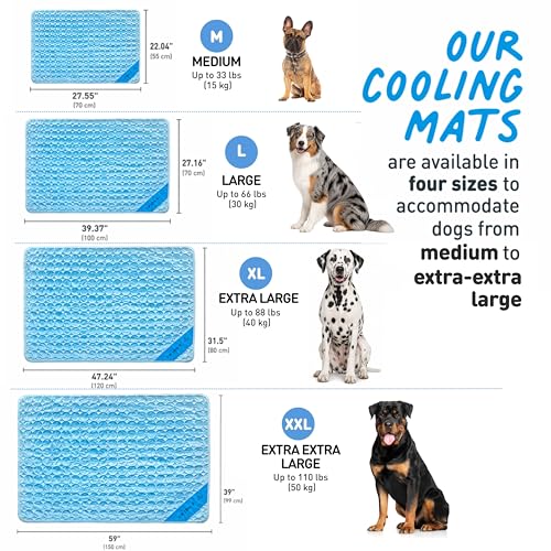 INSPECTOR TAIL Dog Cooling Mat - No Freeze Needed, Self-Cooling Pad for Large Dogs, Washable Portable for Crate Kennel Car Sofa Bed Floor, Indoor Outdoor Summer Use, 39"x27" with Carry Bag