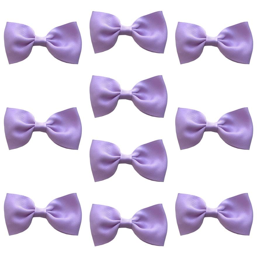 Lilac Hair Bows Clips Slides Grips 2.7" inch Soft Ribbon Small Straight School Hairbows for Girls 10pcs