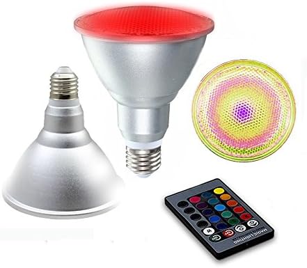 RAYWAY 10W 16 Color Changing Aluminum RGB Bulb, E27 Spotlight LED Lamp, Waterproof Led Spot Light with 24 Keys IR Remote Control, Optimized for Indoor and Outdoor Wedding, Family Reunion Holiday Decor