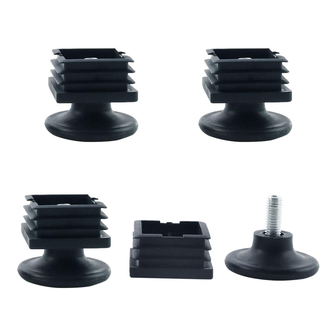 sourcingmap Adjustable Leveling Feet 38 x 38mm Square Inserts Furniture Glide 4 Sets
