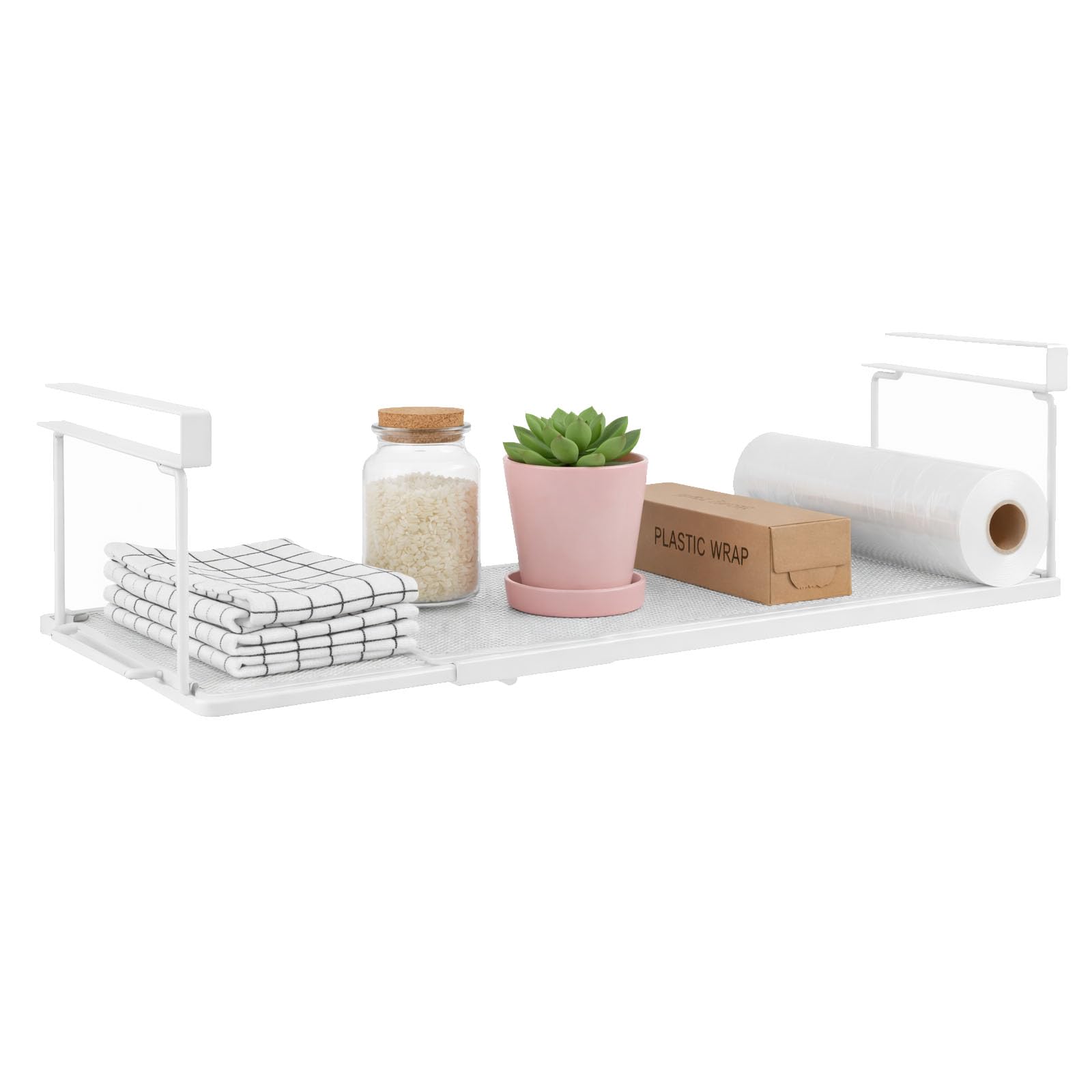 Gzsekken Under Shelf Storage Basket,Hanging Cabinet Storage Basket Organizer,Adjustable Under Cabinet Shelf Pull Out Design Wire Mesh Storage Shelf for Kitchen, Office, Pantry, Bathroom white