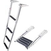 4 Steps Stainless Steel Telescoping Boat Ladder Swim Step Ladder, 600 Pound Capacity for Marine Yacht