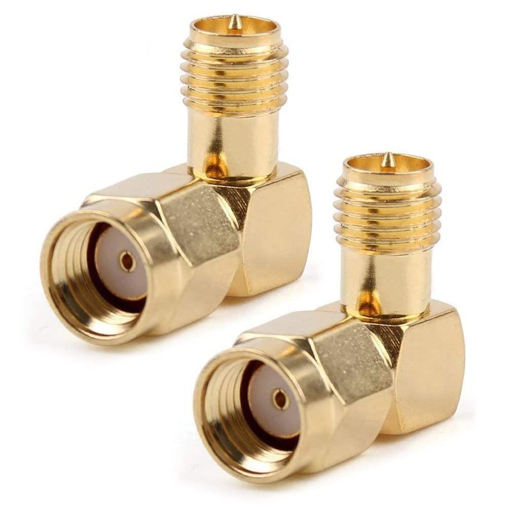 TengKo 90 degree Gold Plated adapter converter RP-SMA connector Male to RP-SMA Female RF Coaxial Coax Adapter(2 pack)