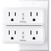 Dual Smart Plug 15A, GHome Smart Plugs Work with Alexa and Google Home, 2-in-1 Compact Smart Outlet Timer with APP Remote Control, 2.4GHz Wi-Fi Only, No Hub Required, FCC Listed, 2 Pack