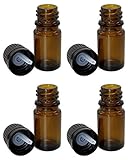 Elufly 5ml (1/6 Oz) Amber Dropper Glass Bottles for