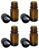 Elufly 5ml (1/6 Oz) Amber Dropper Glass Bottles for