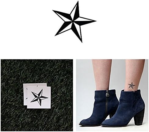 Tattify Nautical Star Temporary Tattoo - Naval Star (Set of 2) - Other Styles Available and Fashionable Temporary Tattoos - Tattoos that are Long Lasting and Waterproof