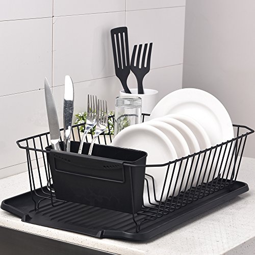 Wtape Modern Steel Rust Proof Kitchen Draining Dish Drying Rack, Black